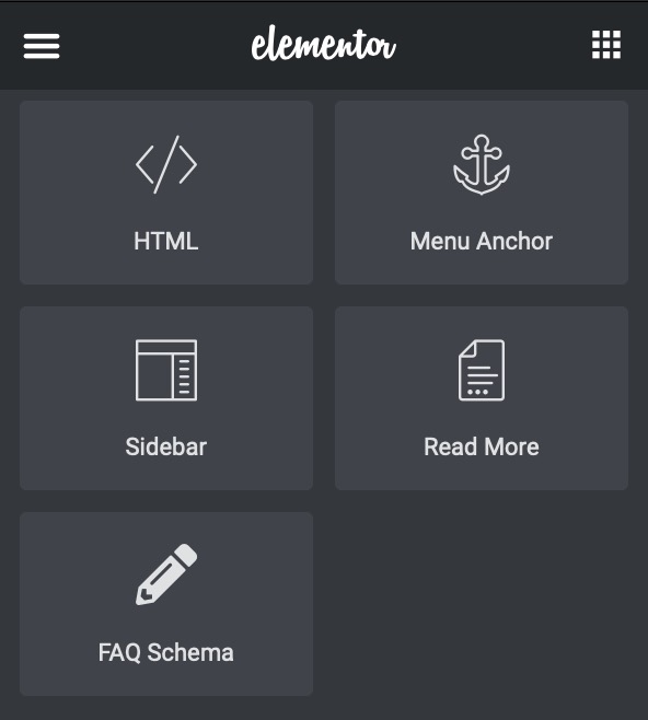 FAQ Schema widget selection screen.
