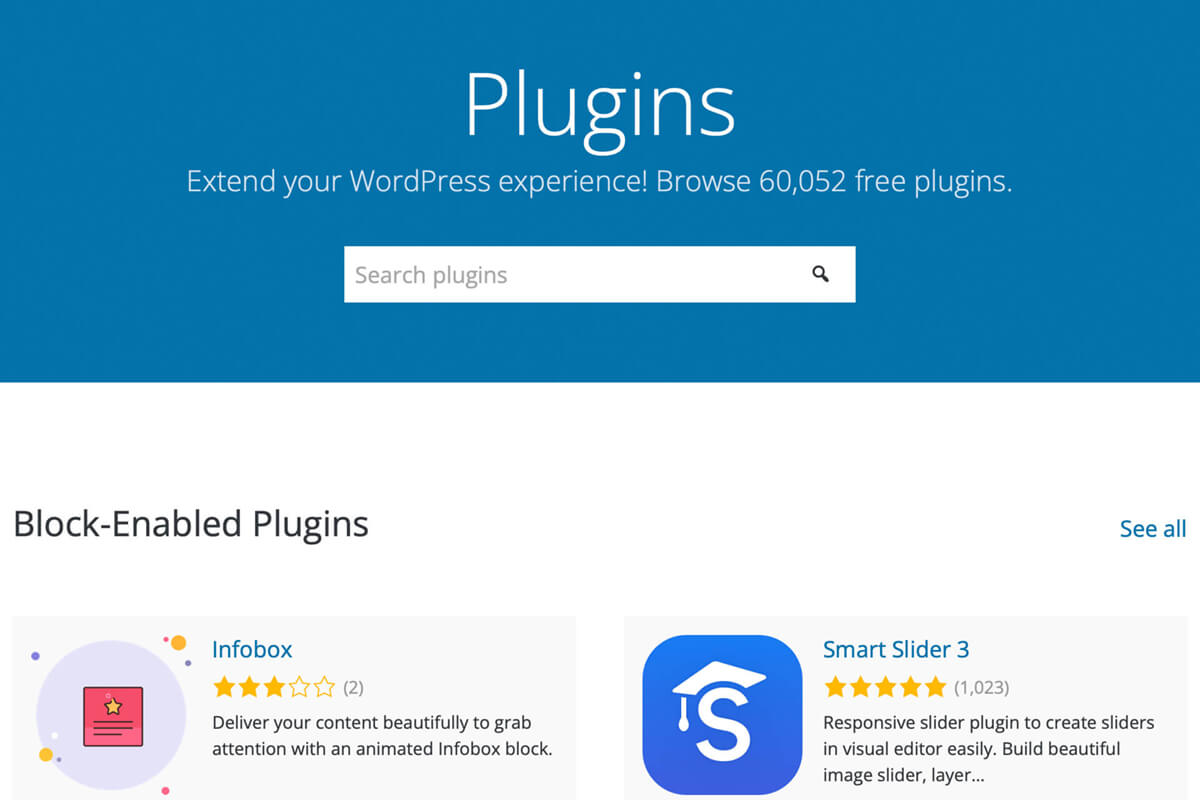 WordPress has over 60,000 free plugins.